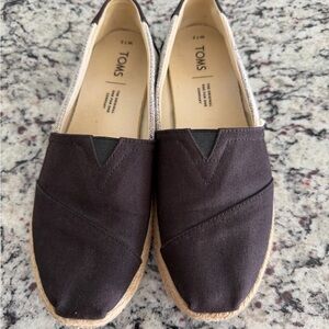 TOMS Black & Cream Espadrille Slip-Ons